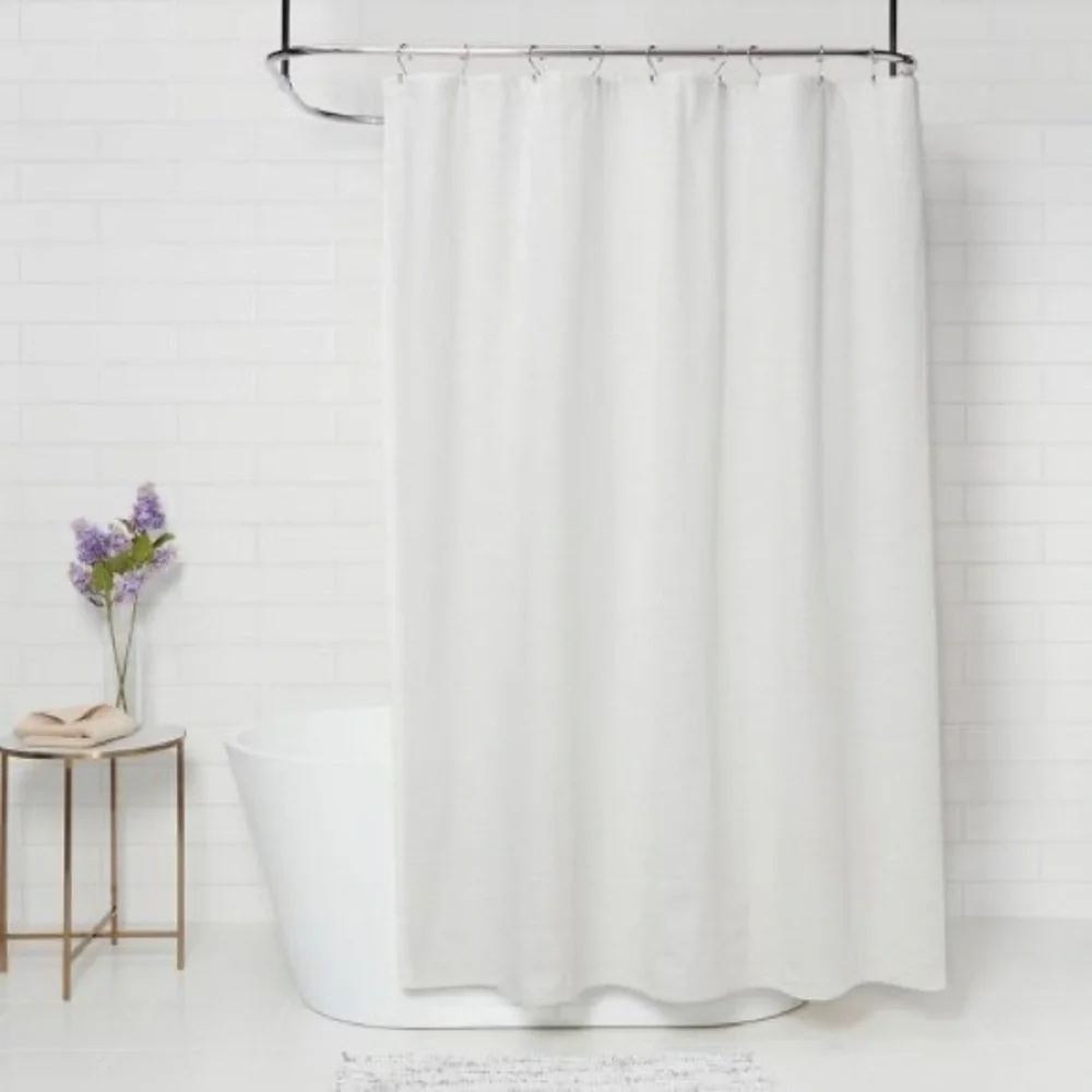 Threshold Subtle Striped Textured Shower Curtain Off-White/Cream